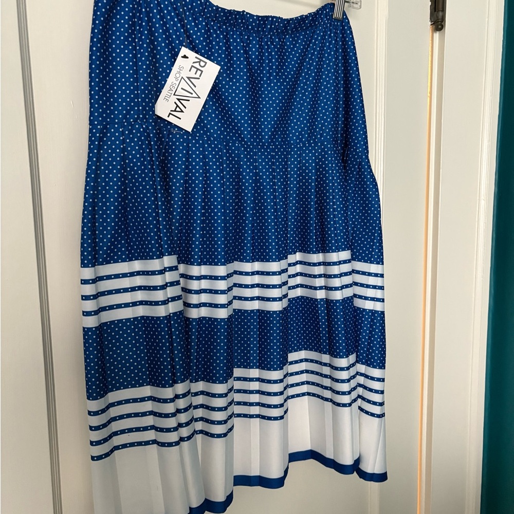 Blue and White Polka Dot Skirt